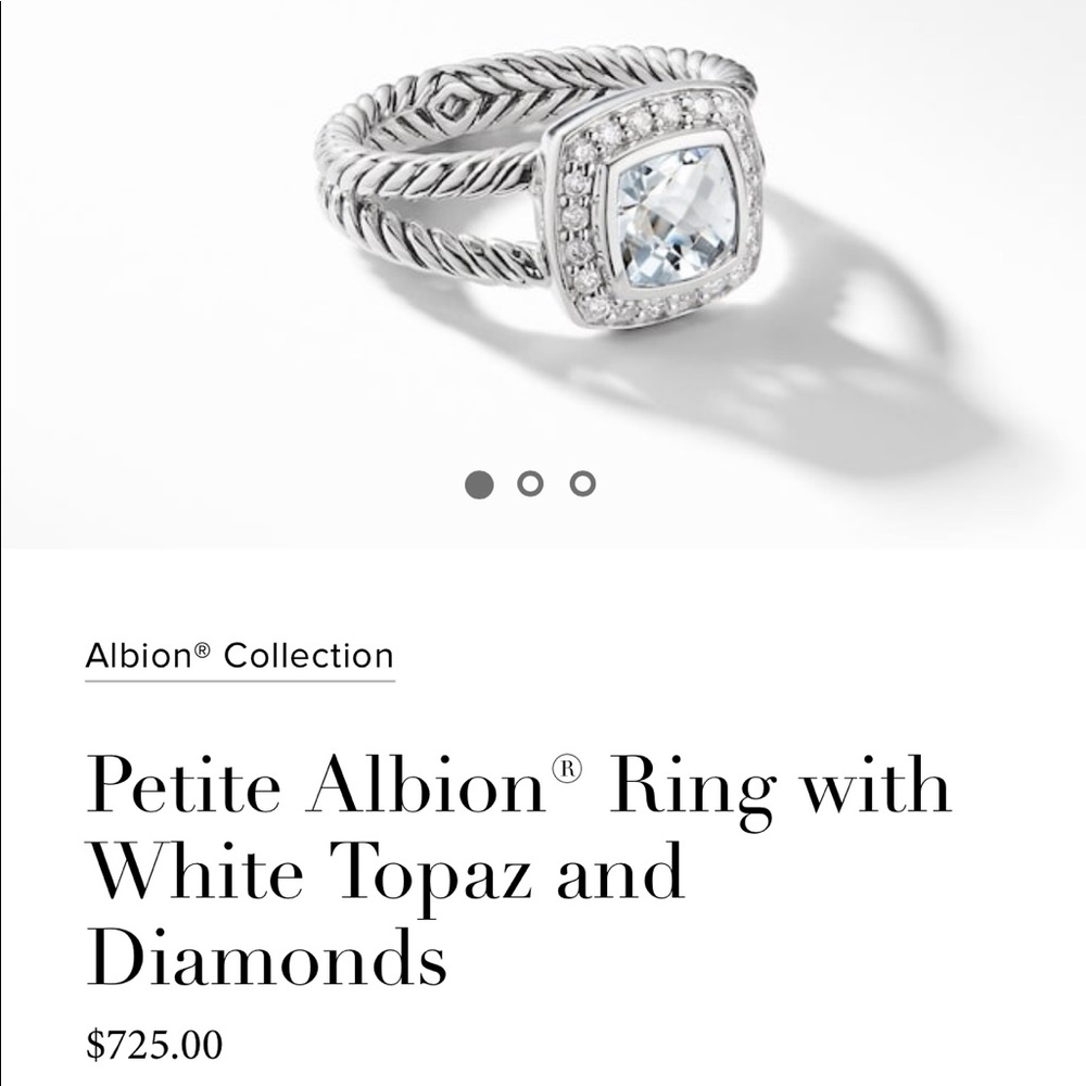 Petite Albion Ring with White Topaz and Diamonds